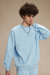 Men's Streetwear Relaxed Drop-Shoulder Solid Pullover