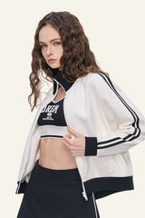 Women's Streetwear Vintage Stand-Collar Side-Striped Jacket