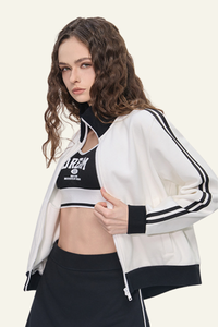 Women's Streetwear Vintage Stand-Collar Side-Striped Jacket