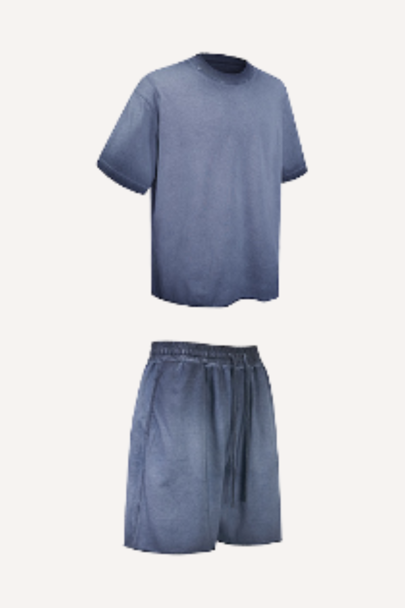 Men's 2026 Summer Washed Vintage Tee & Shorts Set