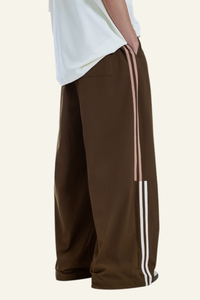 Men's Streetwear Side Color-Blocked Striped Wide-Leg Pants