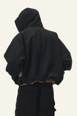 Men's Short-length Plush-lined Full-zipper Jacket.