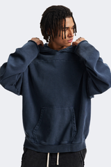 Men's Cotton Streetwear Washed Drop-Shoulder Hoodie