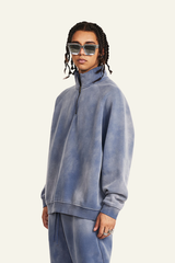Men's Stand Collar Half Zipper Fleece-Lined Sweatshirt