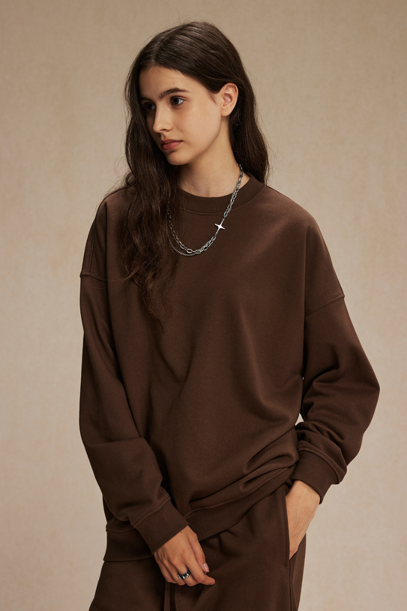 Women's Streetwear Relaxed Drop-Shoulder Solid Pullover