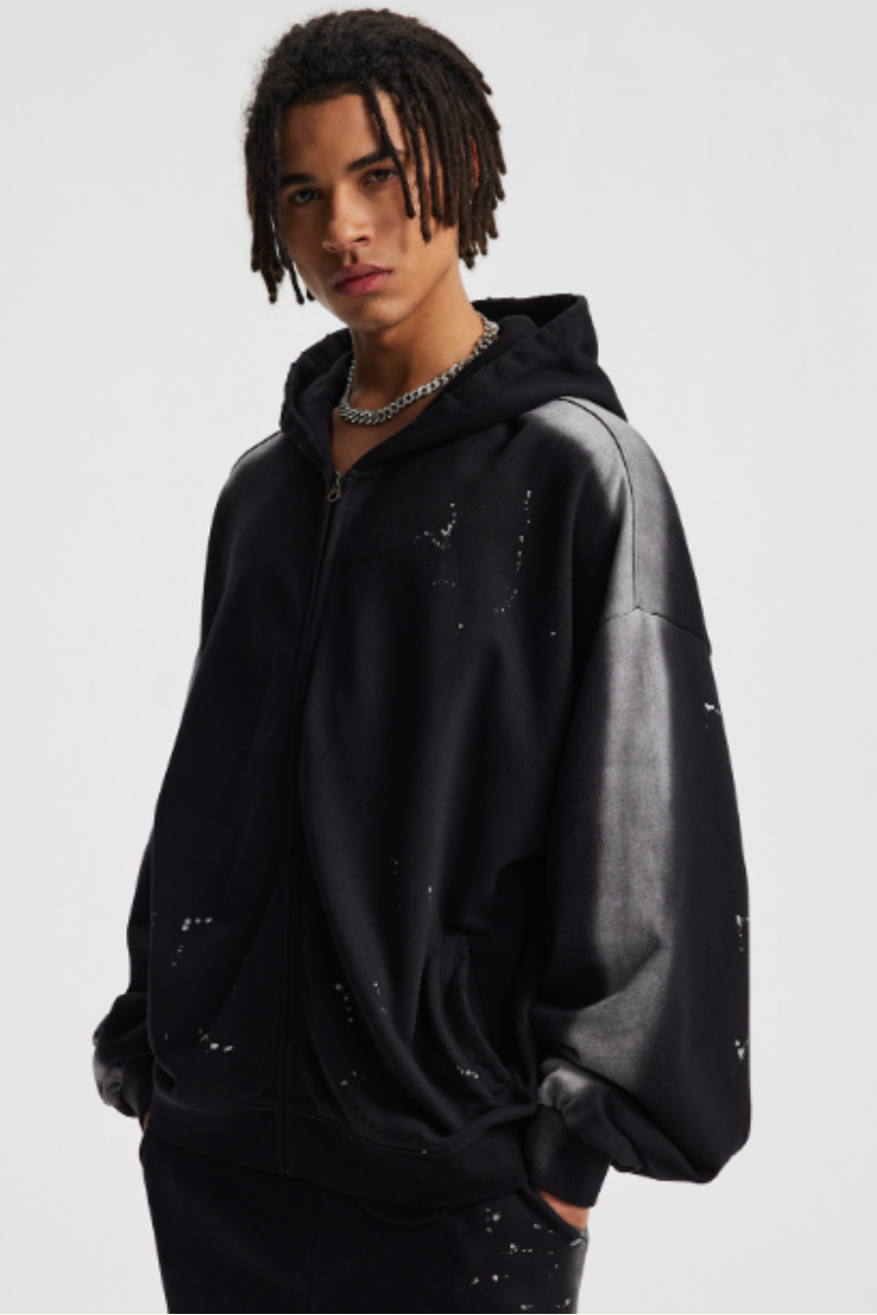 Men/Women's Unisex 430g Spray Washed Zipper Hoodie Set