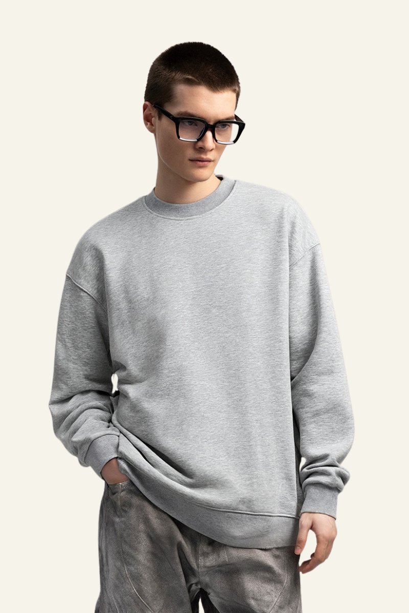 Men's Drop Shoulder Fleece Lined Solid Sweatshirt.