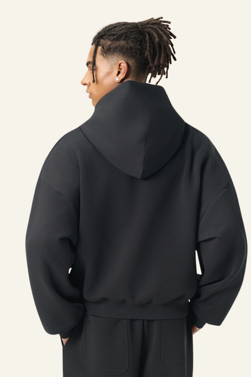 Men's Streetwear Cropped Drop-Shoulder Hoodie