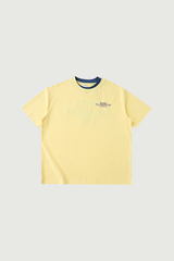Men's Colorblock Double Collar Letter Print Oversized Tee