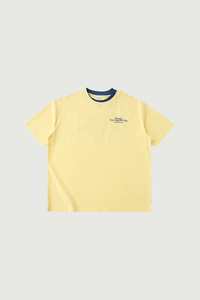 Men's Colorblock Double Collar Letter Print Oversized Tee