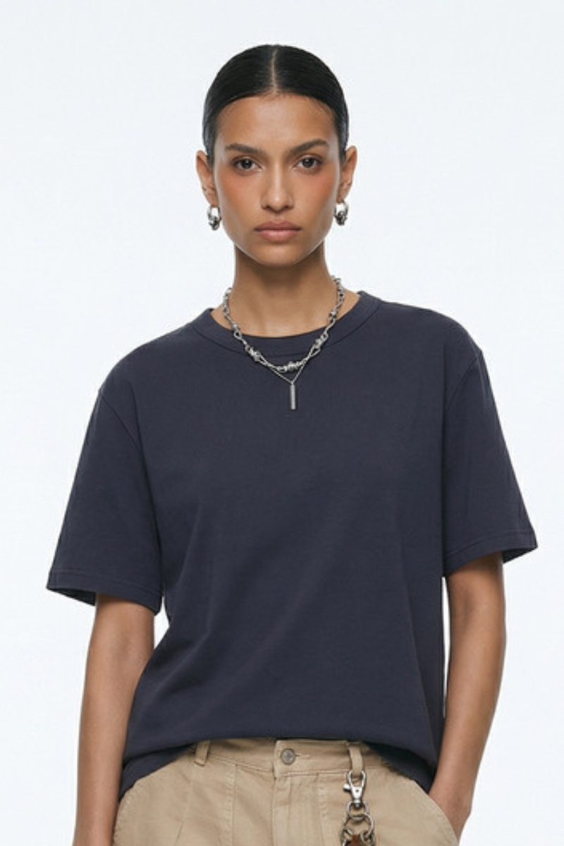 Women's 250g Cotton Double Layer Crewneck Basic Set-in Tee