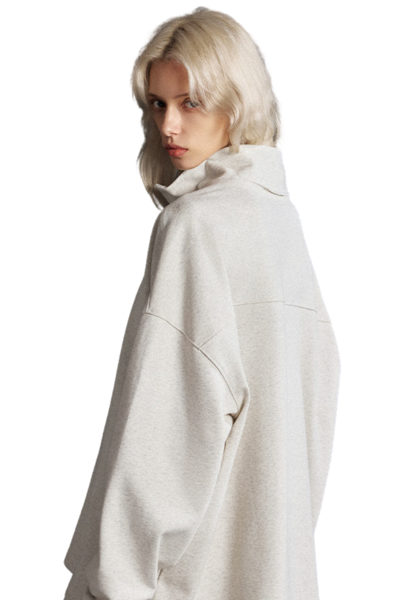 Women's Summer 450g Half Zip Raw Edge Stand Collar Set