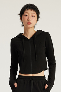 Women's Streetwear Cropped Finger Cuffs Hooded Jacket