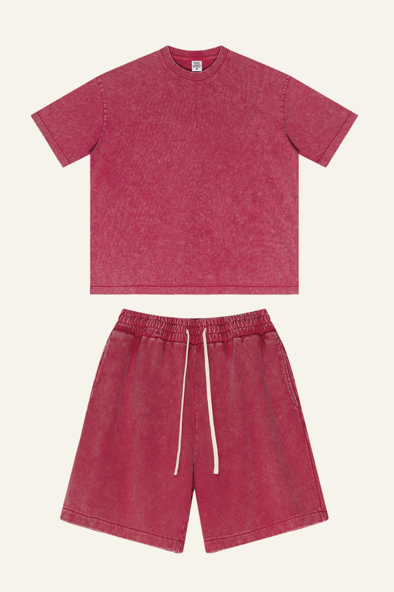 Women's Cotton Dopamine Set: T-shirt & Athletic Wear Short