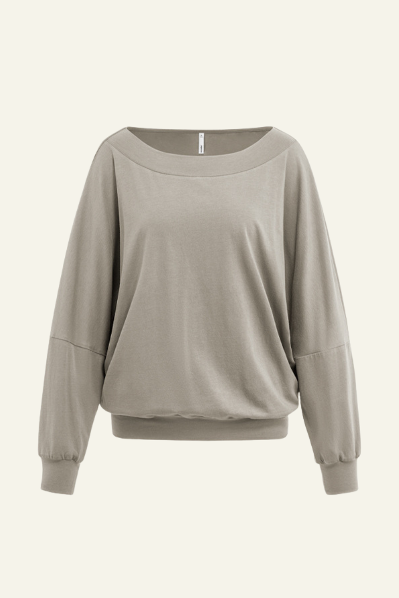 Women's Tencel Asymmetric Off-Shoulder Long Sleves Top