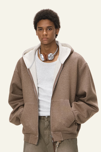 Men's Streetwear Double-Sided Zip Hooded Jacket