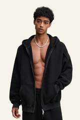 Men's Streetwear Retro Fleece-lined Zipper Hooded Jacket
