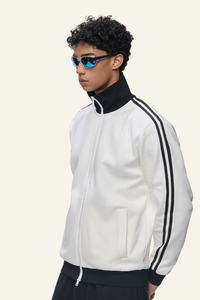 Men's Streetwear Vintage Stand-Collar Side-Striped Jacket