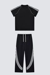 Comfortable short-sleeved shirt and wide-leg pants set