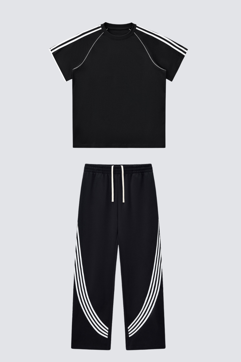 Comfortable short-sleeved shirt and wide-leg pants set