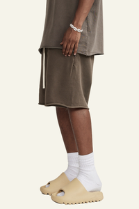 Men's Vintage Washed Cotton Frayed-Hem Shorts