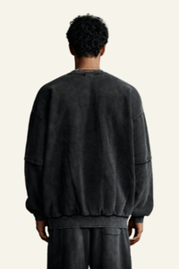 Men's Streetwear Washed Patchwork Pullover