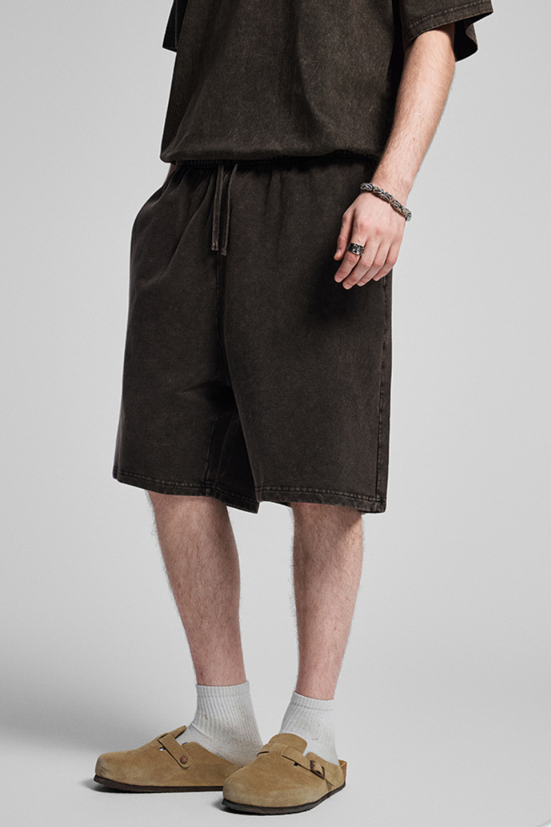 Men's Summer 320g Washed Batik Loose 9 Color Shorts