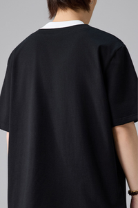 Men's Summer Mock Layer Henley Colorblock Tee