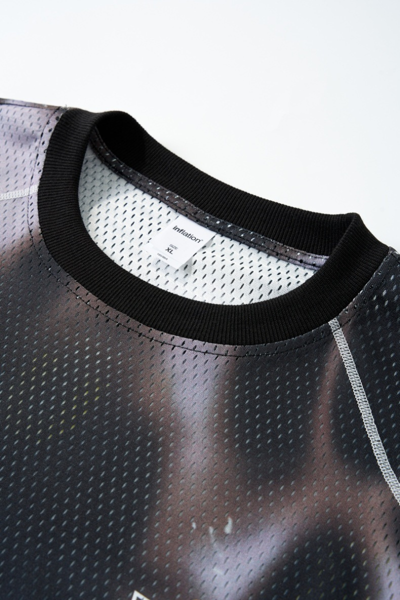 Men's Streetwear Mesh Breathable Printed T-shirt