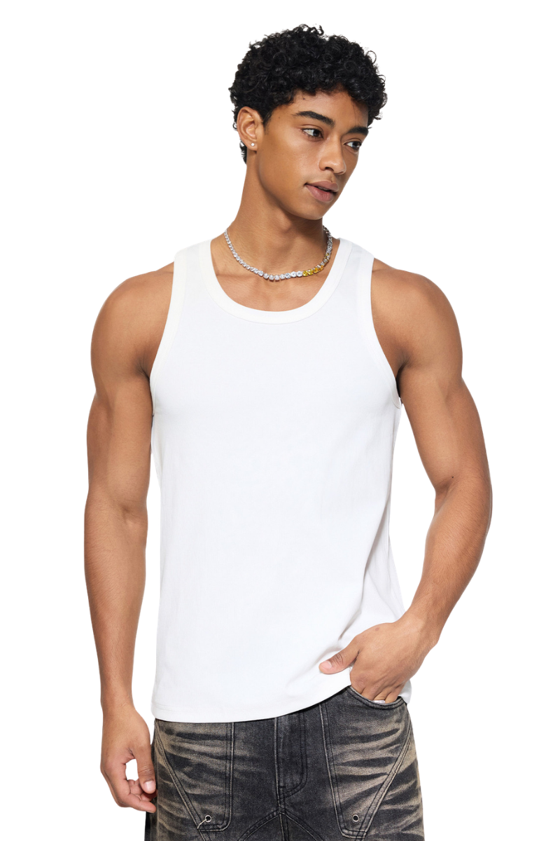 Men's Summer 315g Heavy Cotton Solid Ribbed Tank
