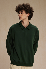 Men's Streetwear Polo Collar  Sweatshirt