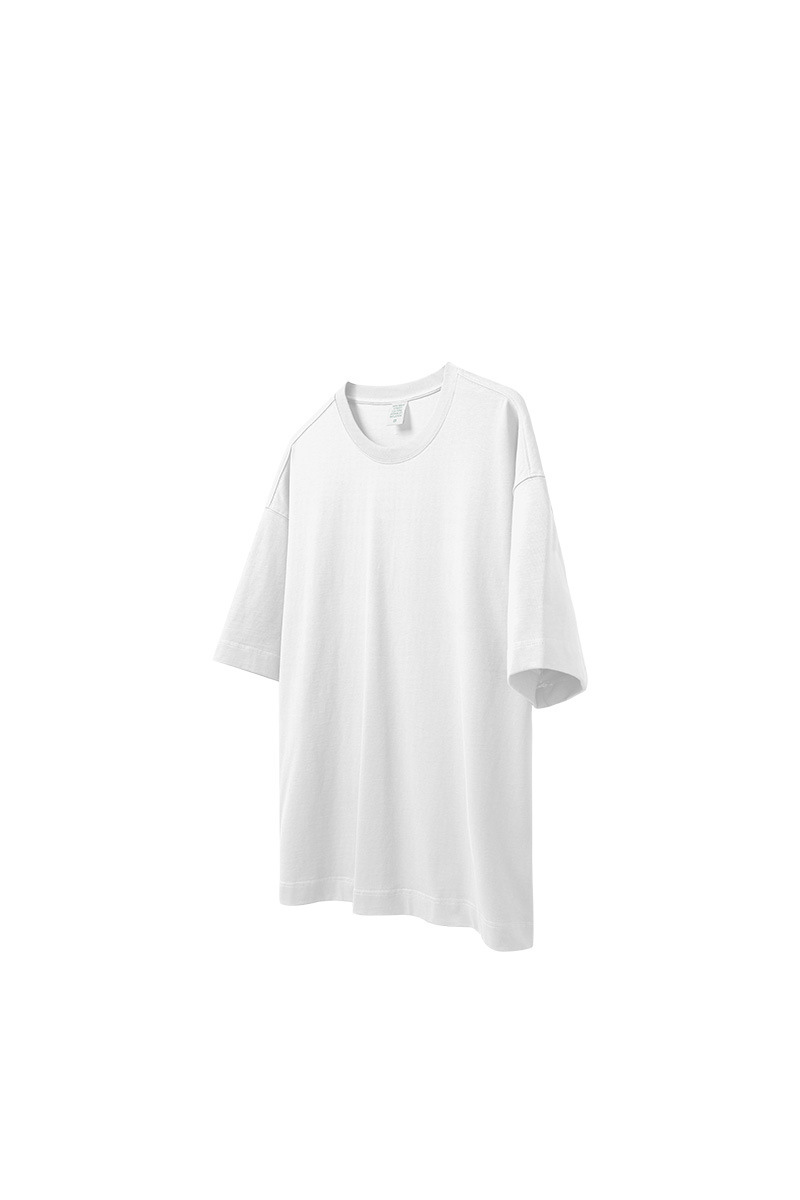 Unisex Spring Summer 265g Cotton Solid Crewneck Couple Tee