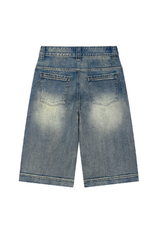Men's Summer 385g Straight Distressed 7/8 Denim Pants