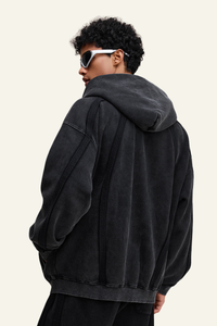 Men's Streetwear Retro Fleece-lined Zipper Hooded Jacket
