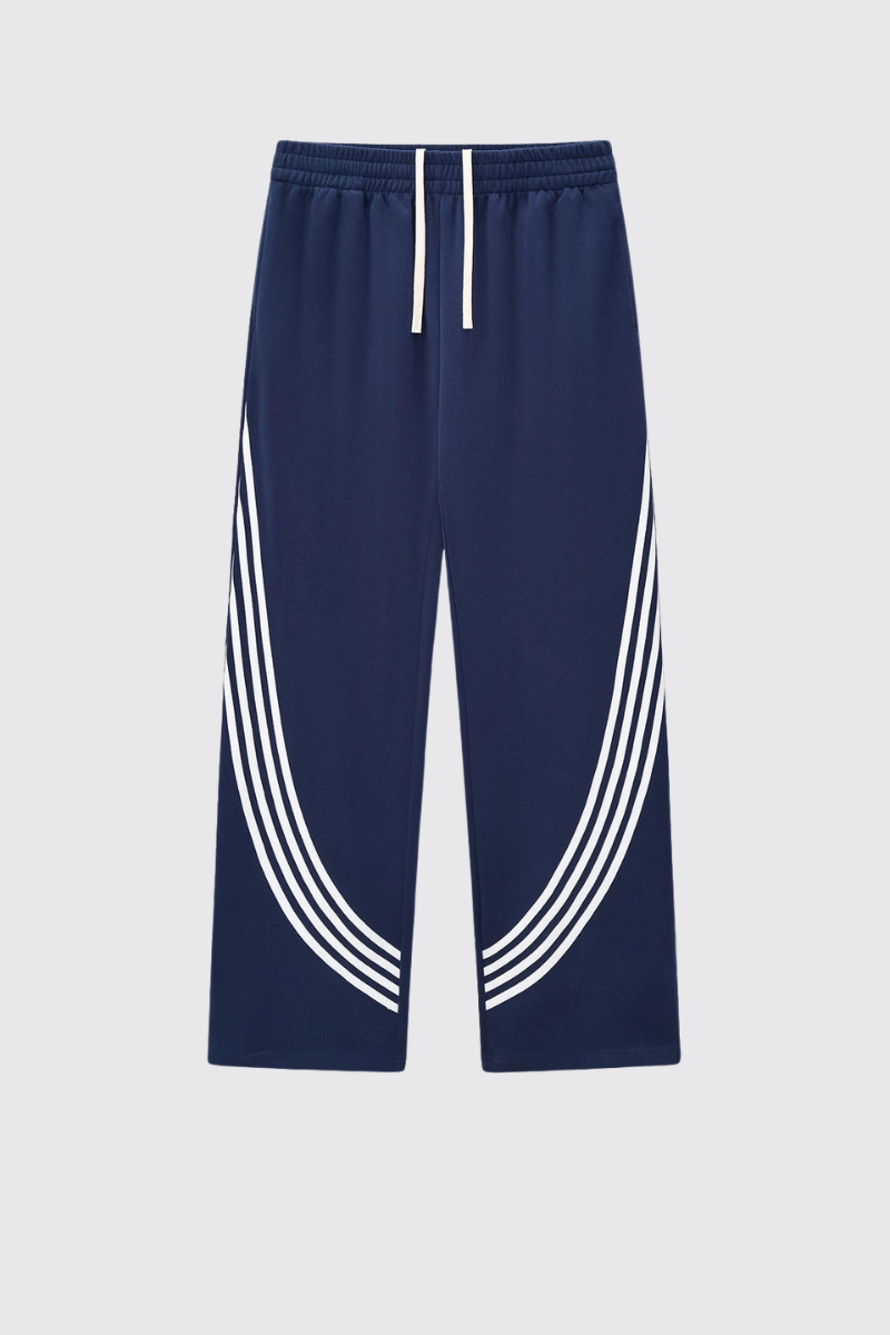 Men's Color Block Elastic Drawstring Cuff Wide Leg Pants