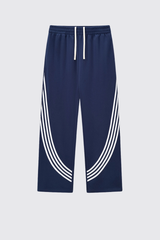 Men's Color Block Elastic Drawstring Cuff Wide Leg Pants