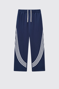 Men's Color Block Elastic Drawstring Cuff Wide Leg Pants