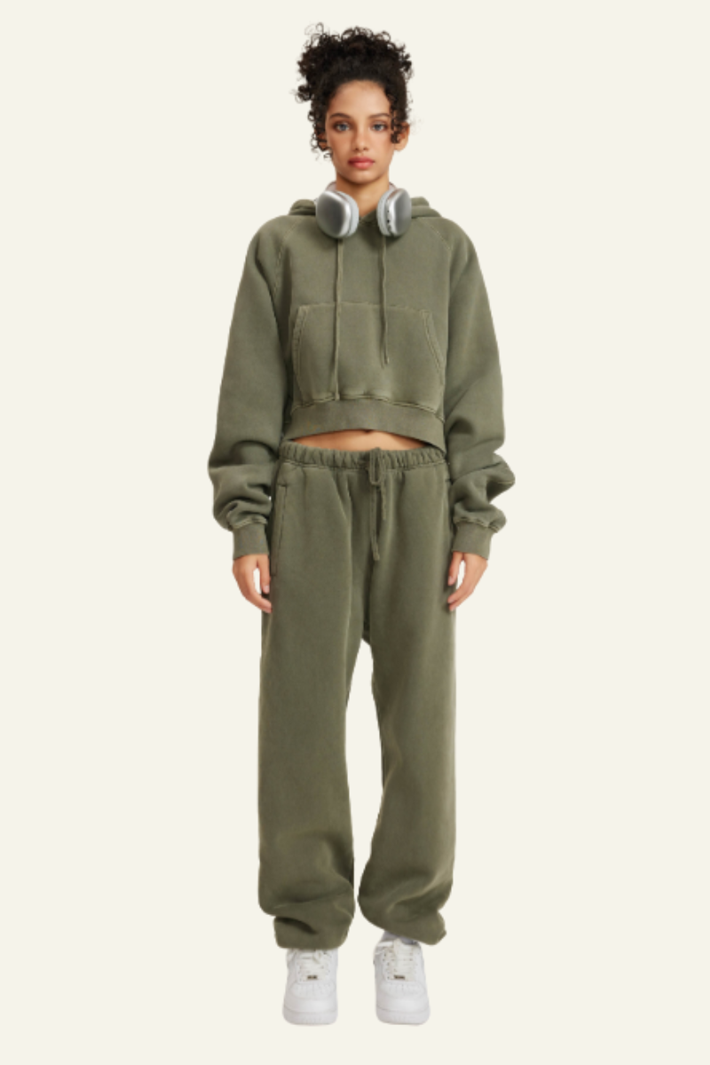 Women's Casual Set:Hoodie And Cuffed Sweatpants