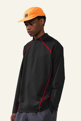 Men's Streetwear Stand Collar Half Zipper Long-Sleeve T-shirt