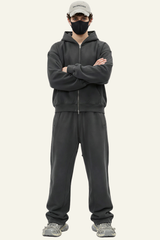 Men's Streetwear Set:Hooded Jacket & Straight Leg Pants
