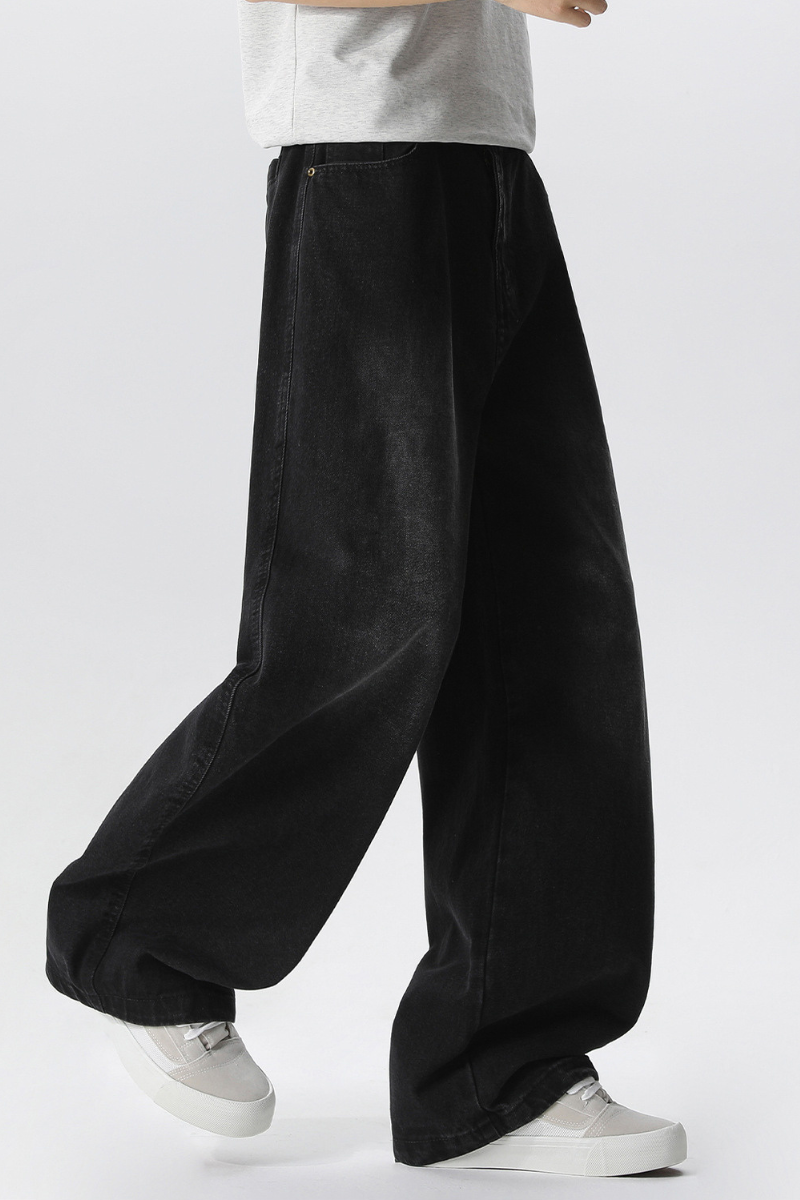 Men's Spring Summer Washed Vintage Wide Curved Jeans