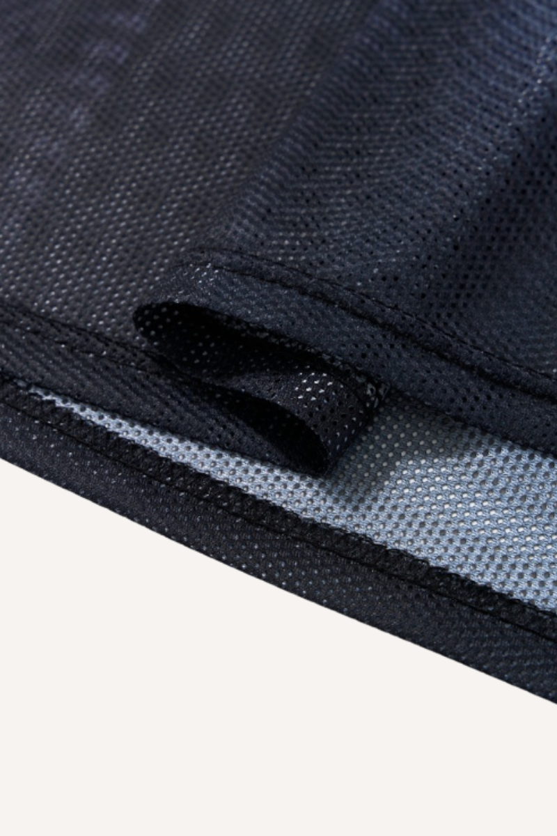Men's Spring Summer Black Gold Fade V-Neck Mesh Print Tee