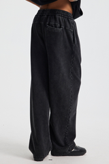 Men's Cotton Streetwear Washed Worn-Out Curved-Blade Pants
