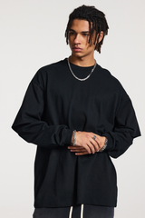 Men's Spring Summer 305g Heavy Cotton Mock Layer Long Sleeve