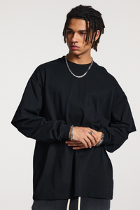Men's Spring Summer 305g Heavy Cotton Mock Layer Long Sleeve