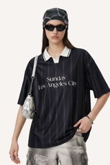 Men's Spring Summer Retro Acetate Stripe Colorblock Polo