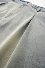 Men's Streetwear Washed Vintage Pleated  Wide Leg Jeans