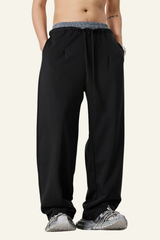 Men's Streetwear Double-Waistband Straight Leg pants.