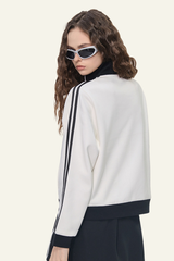 Women's Streetwear Vintage Stand-Collar Side-Striped Jacket