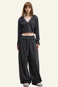 Women's Vintage Streetwear Set:Hoodie & Casual Pants